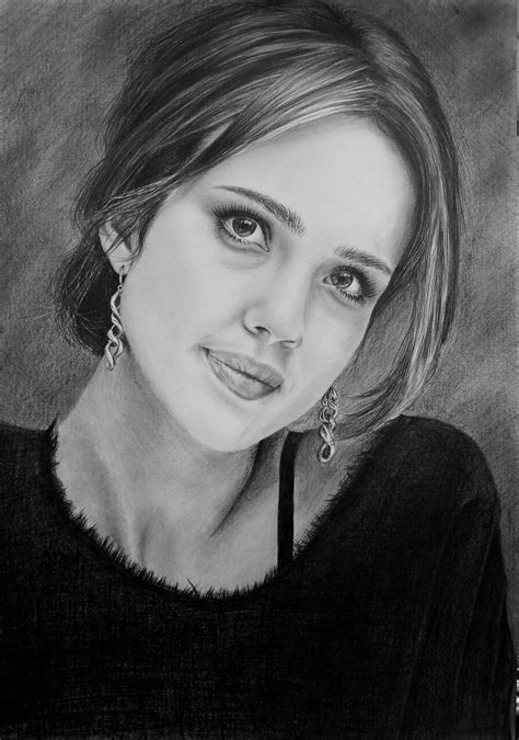 Jessica Alba Portrait Drawing