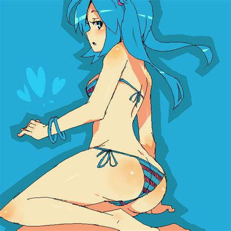 Smarttiger Bad Id Bad Pixiv Id Ass Back Bikini Blue Eyes Blue Hair Long Hair Looking