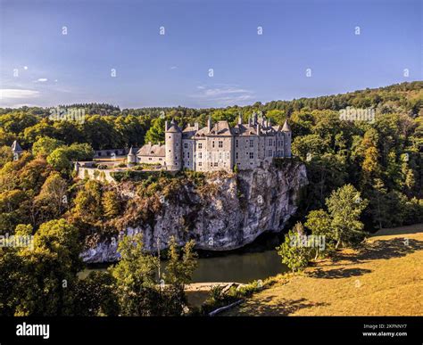 An aerial shot of a Walzin Castle in Dinant in Belgium Stock Photo - Alamy