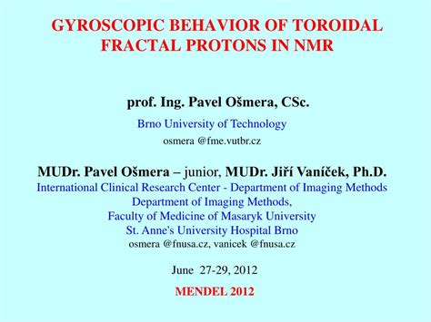 Ppt Gyroscopic Behavior Of Toroidal Fractal Protons In Nmr Powerpoint