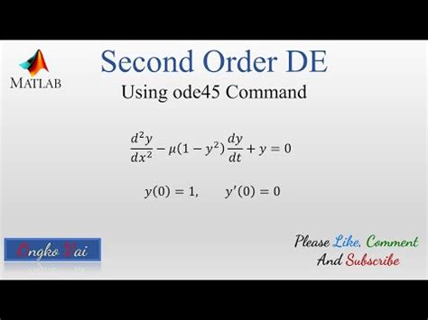 Solving Second Order Ode Using Ode Van Der Pol Equation Numerical