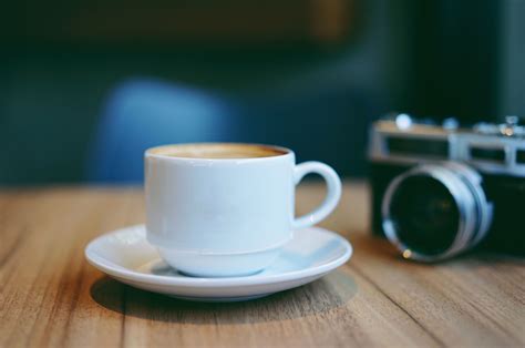 Free picture: caffeine, camera, coffee cup, table, wooden table