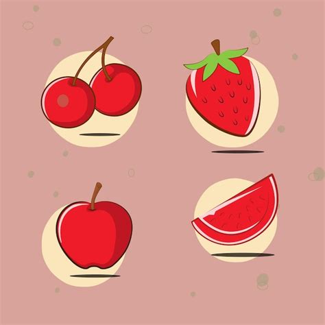 Frutas Manzana Sand A Fresa Cerezas Vector Premium