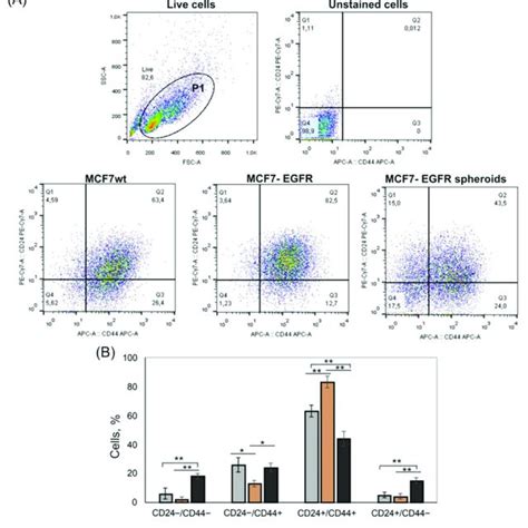 Flow Cytometry Analysis Of CD44 And CD24 Markers In MCF7 And