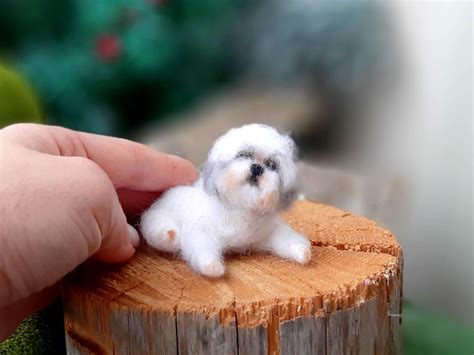 Needle Felted Shih Tzu Dollhouse Miniatures Animals Miniature Dog