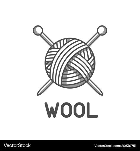 Wool Emblem With With Ball Of Yarn And Knitting Vector Image