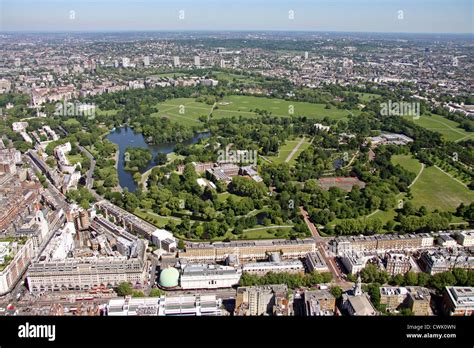 Aerial View Of Regents Park London With Marylebone Road In The