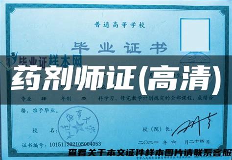 药剂师证高清毕业证样本网