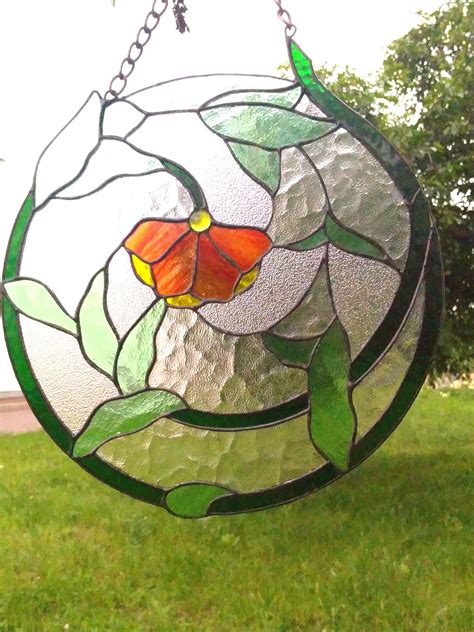 Flower Suncatcher Stained Glass Window Hanging Tiffany Glass Etsy