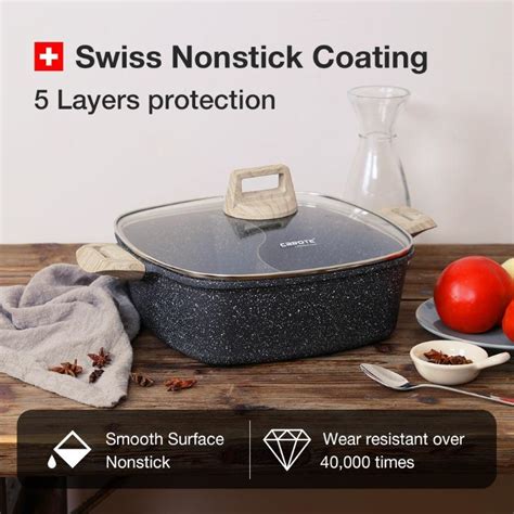 Carote Non Stick Hot Pot With Divider CM Hotpot With Lid Suitable All Stove Including