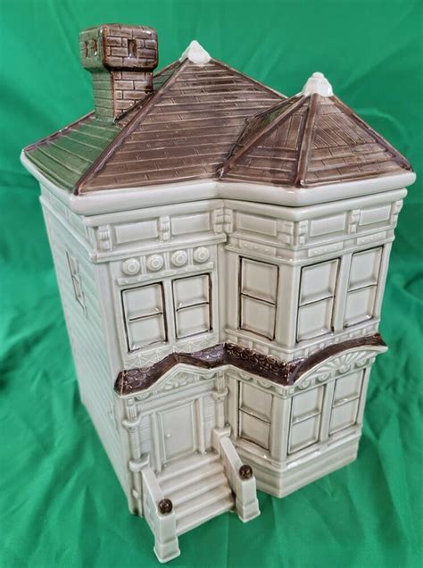 Vintage Beautiful Otagiri Ceramic Victorian House Cookie Jar Storage