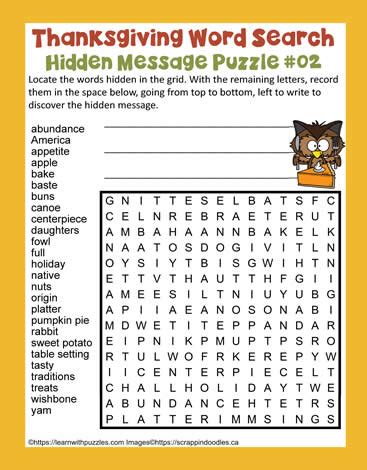 Word Search Hidden Message Printable #02 Learn With Puzzles