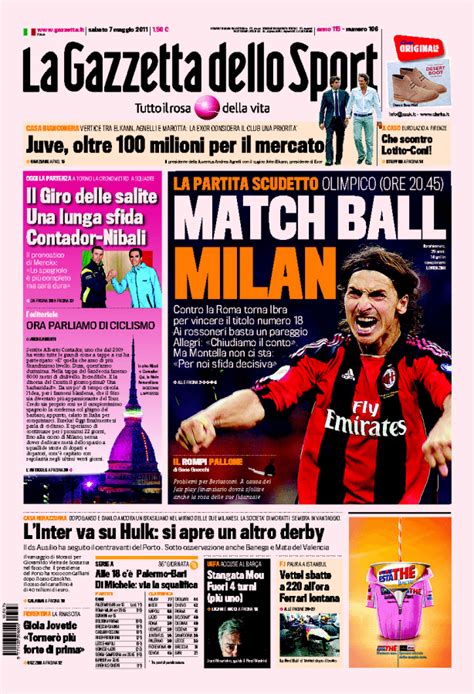 La Gazzetta Dello Sport Milan Match Ball Calciomercatoweb It News