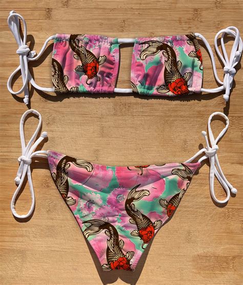 Swimwear Scrunch Butt Tie Side Square Top Bikini Set Tianjin Fish