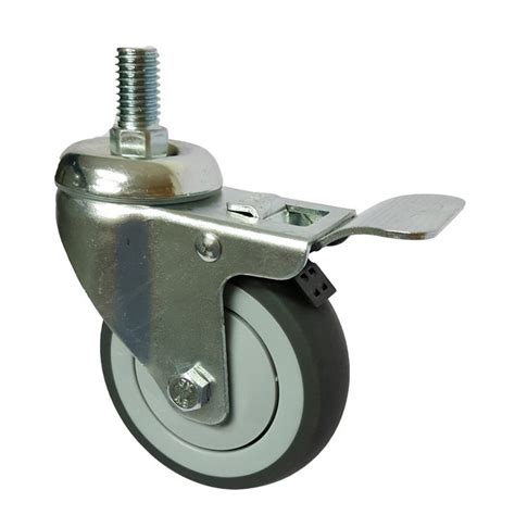 Jual Roda Caster Troli Trolley Karet Abu Tpr Inch Drat Tusuk