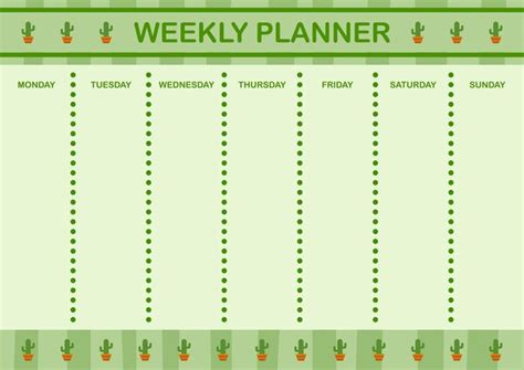 Premium Vector Daily And Weekly Planner With Cactus