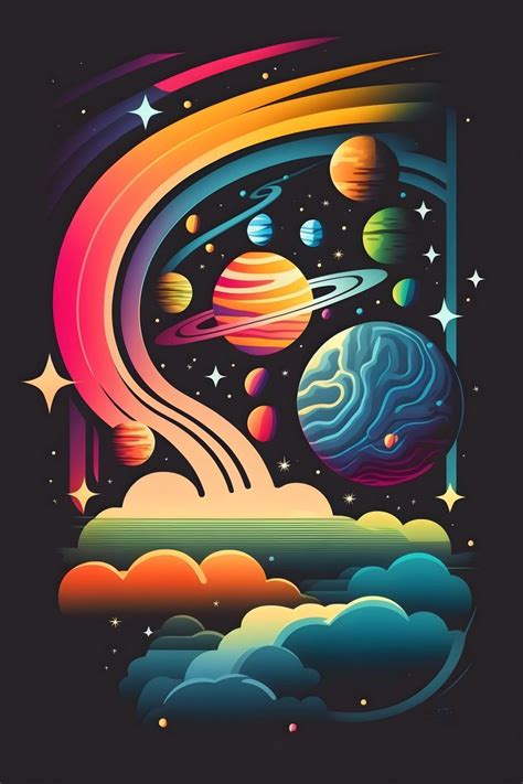 colorful space minimalist illustration art | Arte del fumetto, Disegno ...