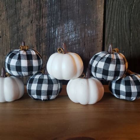 Buffalo Plaid Pumpkins Fall Decoration Table Decor Pumpkin Etsy