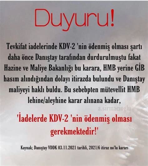 TEVKİFAT İADELERİNDE KDV 2nin ödenmiş olması şartı hk Danıştay