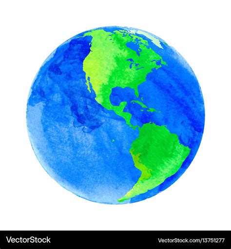 Earth With Watercolor Royalty Free Vector Image