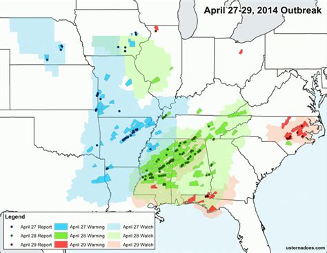 2014 April Multi Day Tornado Outbreak Ustornadoes