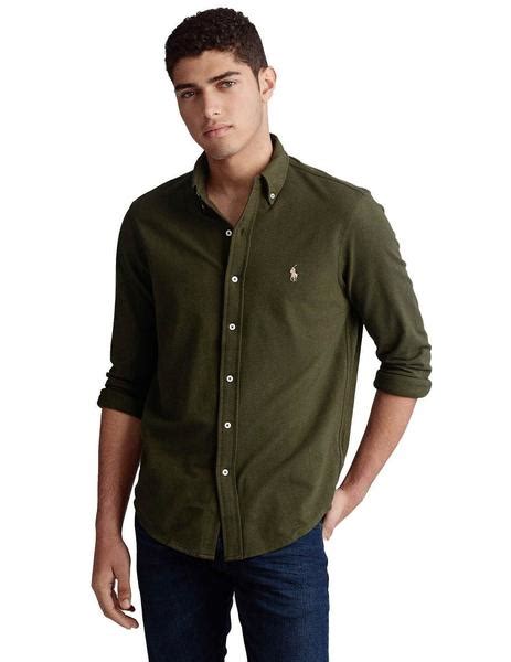 Camisa Ralph Lauren Verde De Piqué Para Hombre