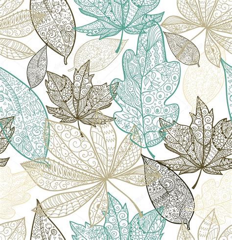 Doodle Textured Leaves Seamless Pattern — Stock Vector © Fearsonline