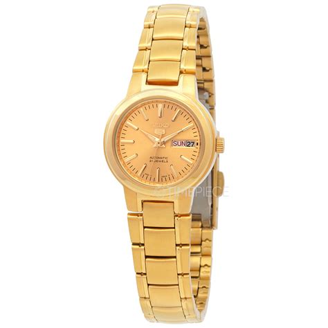 Seiko Series 5 Automatic Gold Dial Ladies Watch Syme46k1