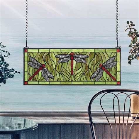 Design Toscano Dragonfly Tiffany Style Stained Glass Window And Reviews Wayfair Canada