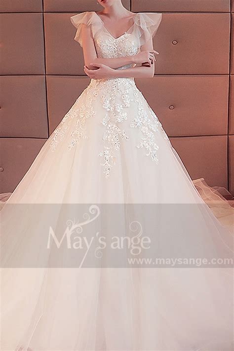 Cap Sleeve Tulle Affordable Wedding Dress