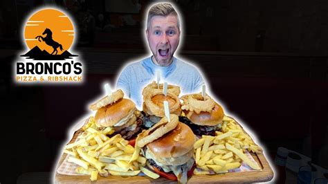 Undefeated Man Vs Food Burger Challenge Broncos London Youtube