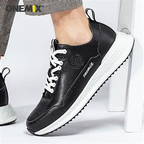 Hot Sale Men Lace Up Tennis Shoes Leather Athletic Shoes Jogging