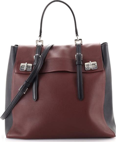 Prada Half Flap Double Turn Lock Satchel Lux Calf North South Shopstyle