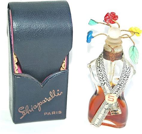 Early Schiaparelli Shocking Perfume Bottle Original Case Glass Flowers Elsa Schiaparelli