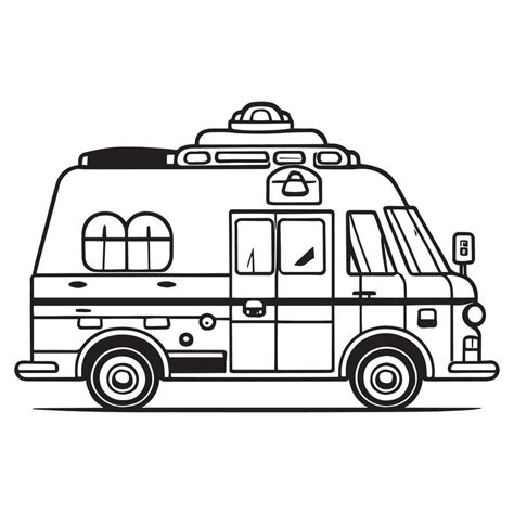 This is a ambulance vector clipart, ambulance line art, black and white ...