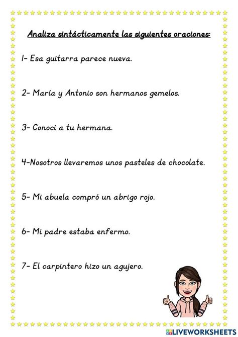 Análisis sintáctico interactive worksheet for 5º primaria Practicas