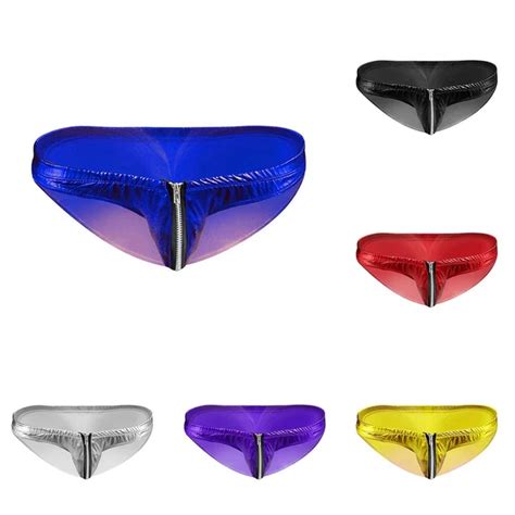 Slip Bikini Uomo Alla Moda Con Cerniera Lucida E Borsa Rigonfiabile In Finta Pelle Eur