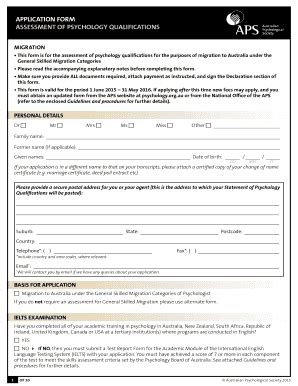 Fillable Online Assessment Of Psychology Qualifications Fax Email Print