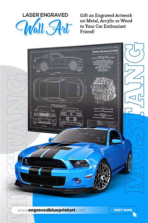 Shelby Mustang Gt Laser Engraved Wall Art Poster Etsy