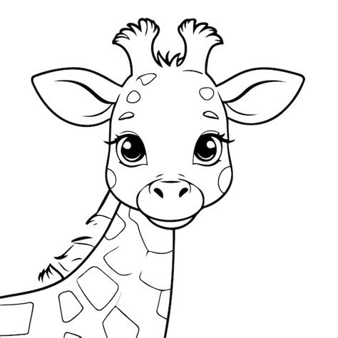 Giraffe Livre De Coloriage Facile Pour Les Enfants Vecteur Premium