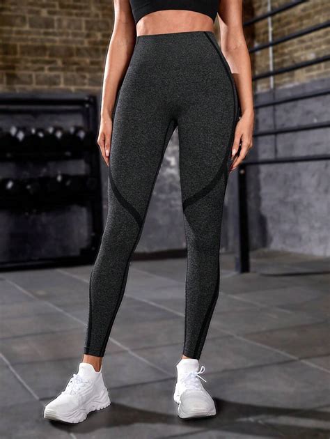 Shein Sport Powerista Leggings Deportivos De Cintura Ancha Moda De