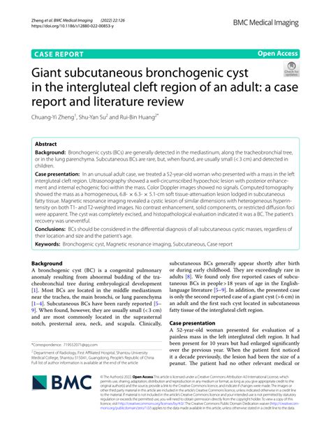 Pdf Giant Subcutaneous Bronchogenic Cyst In The Intergluteal Cleft