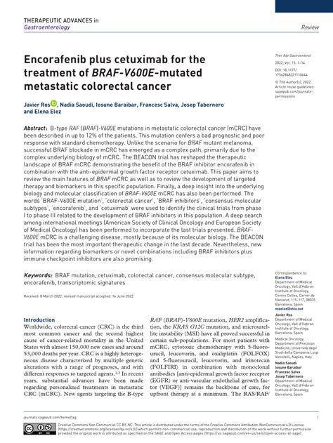 Pdf Encorafenib Plus Cetuximab For The Treatment Of Braf V E