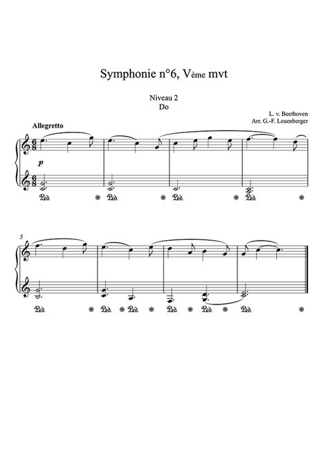 Symphony No. 6 - Pastoral (Easy level) (Beethoven) - Piano Sheet Music