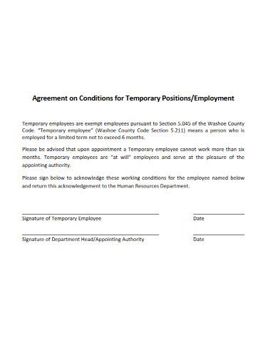 Temporary Employment Agreement 10 Examples Format Pdf