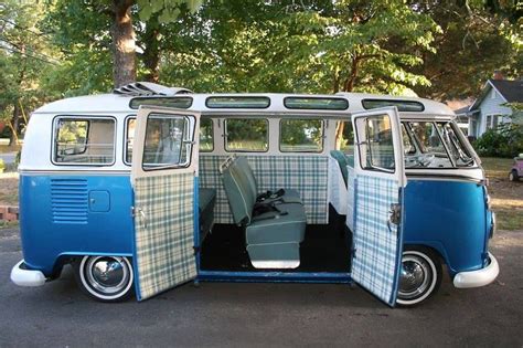 1966 Volkswagen Samba Bus Vw Bus Blue Plaid And Plaid