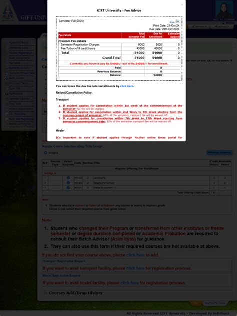 registration   credit academic term