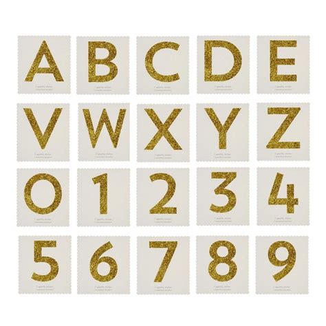 Meri Meri Chunky Gold Glitter Sticker Numbers And Letters Toys