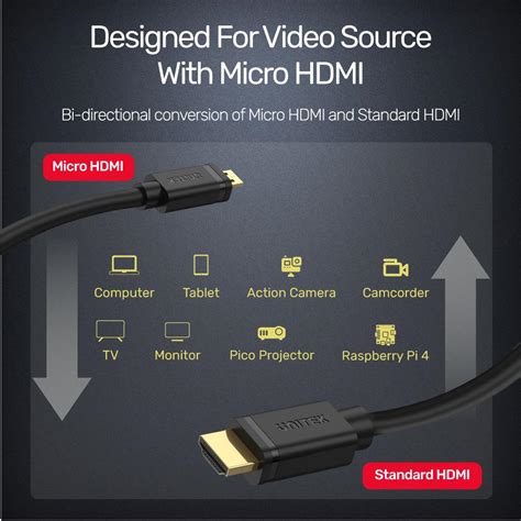 Buy The Unitek Y C182 2M Micro HDMI Male To HDMI Male Cable Y C182