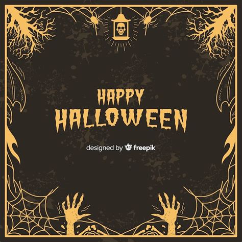 Creepy Halloween Frame With Vintage Style Free Vector